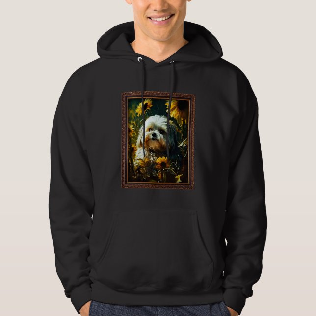 Maltese Shih Tzu Painting Sunflower Flower Mom Wom Hoodie (Front)