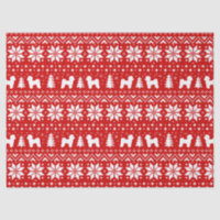 Maltese Silhouettes Christmas Pattern Red