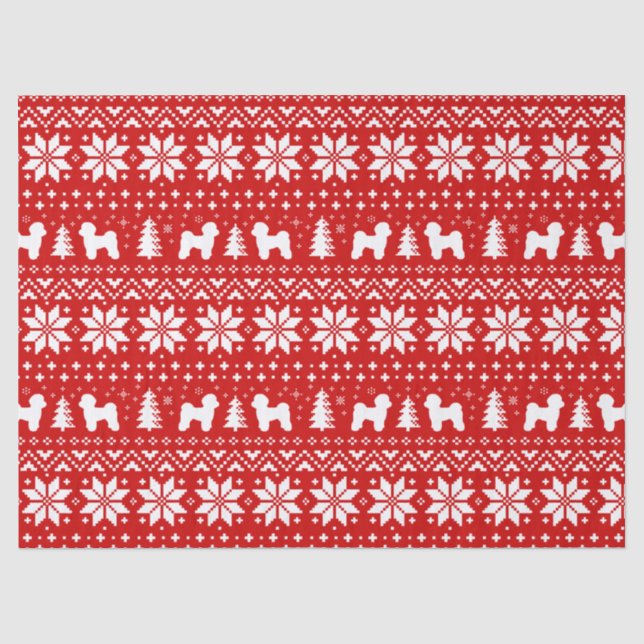 Maltese Silhouettes Christmas Pattern Red Tissue Paper (Front)