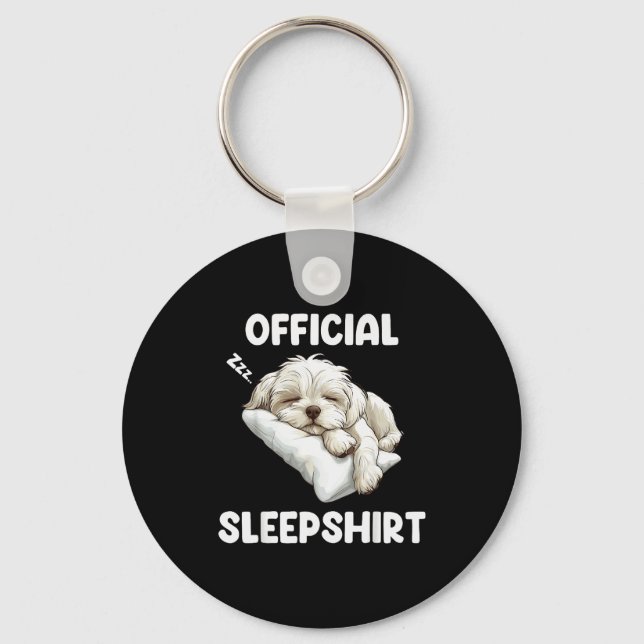 Maltese Sleepshirt Cute Dog Lover Pajama Sleepwear Key Ring (Front)