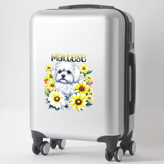 Maltese Small :White Dog Bree in Yellow Flowers (Suitcase)