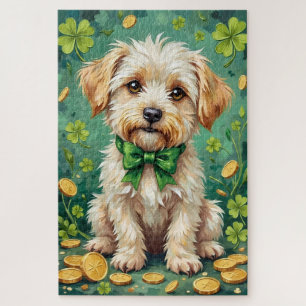 Maltese St Patrick’s Day Cute Lucky Dog Jigsaw Puzzle