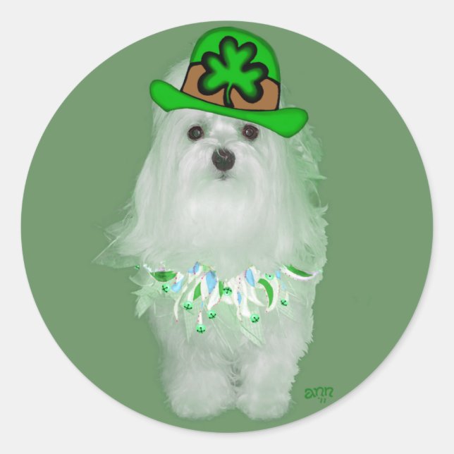 Maltese St. Patricks Day Classic Round Sticker (Front)