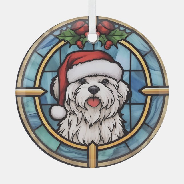 Maltese Stained Glass Christmas Glass Tree Decoration (Front)