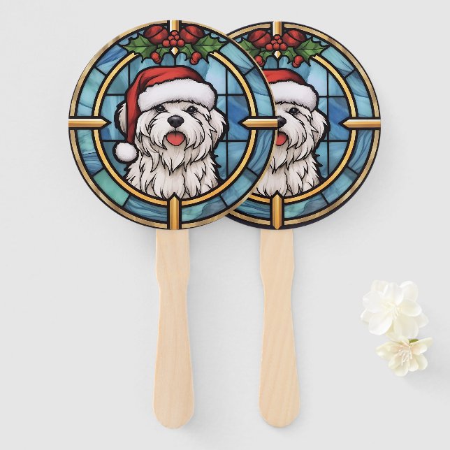 Maltese Stained Glass Christmas Hand Fan (Front and Back)