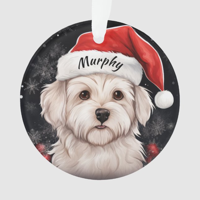 Maltese Terrier Custom Christmas Ornament (Front)