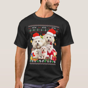 Maltese Ugly Christmas Sweater Santa Hat
