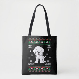 Maltese Ugly Christmas Sweater Tote Bag