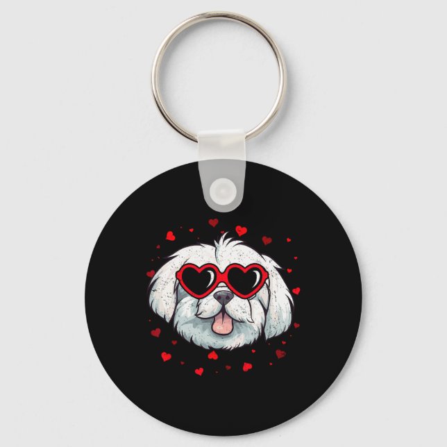 Maltese Valentine Heart Cute Dog Lovers  Key Ring (Front)