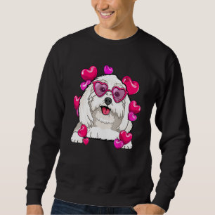 Maltese Valentines Day Heart Glasses Funny Dog Lov Sweatshirt