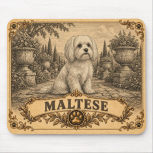 Maltese, Vintage Heritage Dog Mouse Pad.  Soft, el Mat