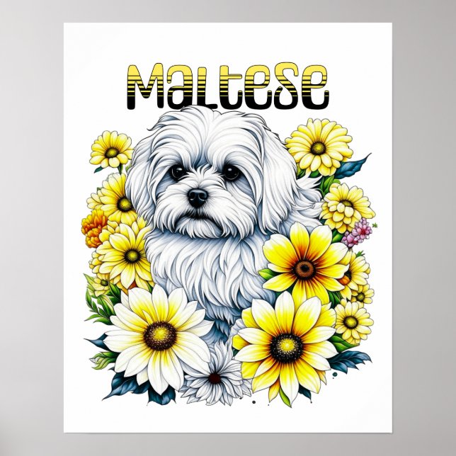 Maltese Watercolor Ai Art for Dog Owners Poster (Front)