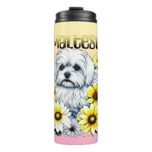 Maltese Watercolor Ai Art for Dog Owners Thermal T Tumbler