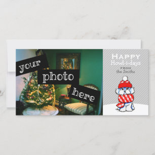 Maltese Winter Scarf Christmas Snow Grey Holiday Card