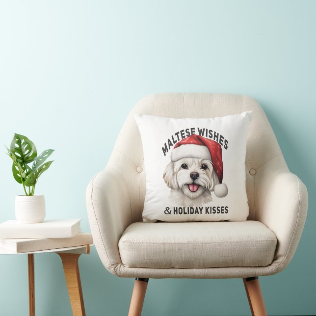 Maltese Wishes and Holiday Kisses: Christmas Dog Cushion (Chair)