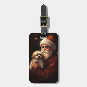 Maltese With Santa Claus Festive Christmas  Luggage Tag