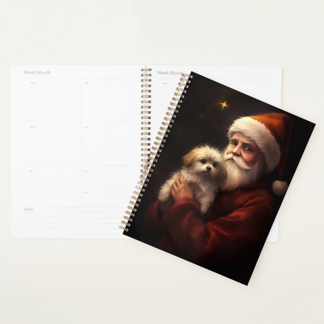 Maltese With Santa Claus Festive Christmas  Planner (Display)