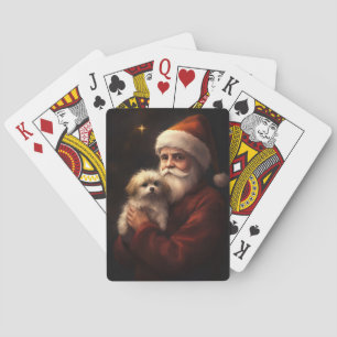 Maltese With Santa Claus Festive Christmas Playing Cards