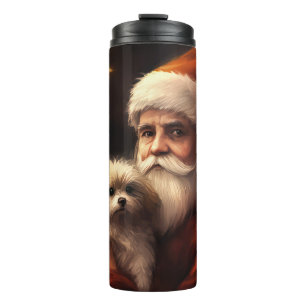 Maltese With Santa Claus Festive Christmas  Thermal Tumbler