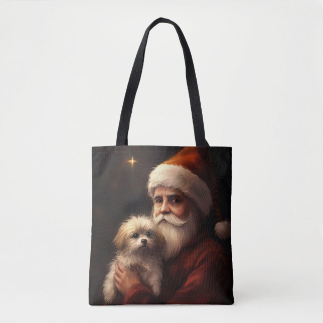 Maltese With Santa Claus Festive Christmas  Tote Bag (Front)
