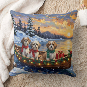 Malti Tzu Christmas Boat Holiday Cushion