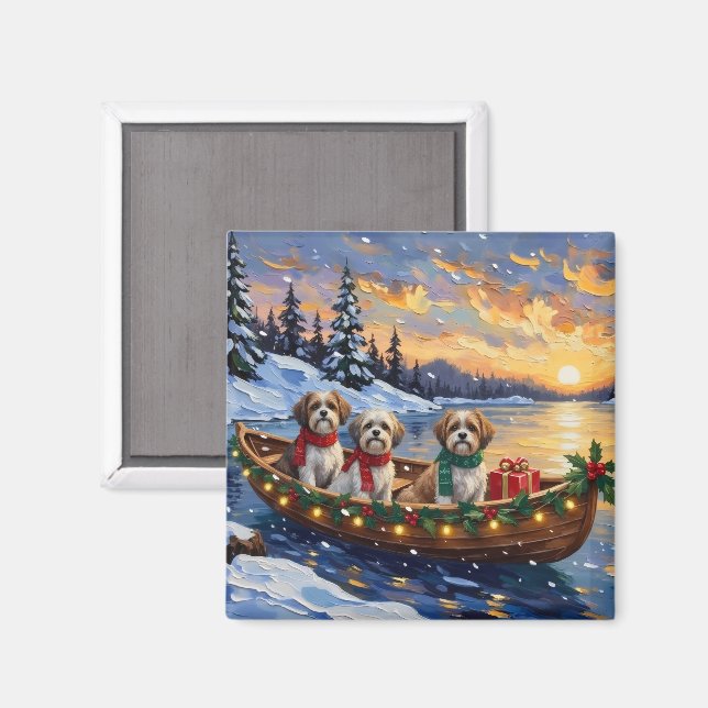 Malti Tzu Christmas Boat Holiday Magnet (Front/Back)