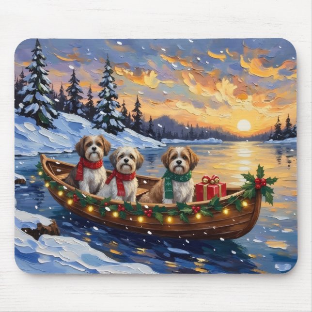 Malti Tzu Christmas Boat Holiday Mouse Mat (Front)