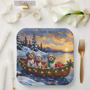 Malti Tzu Christmas Boat Holiday Paper Plate