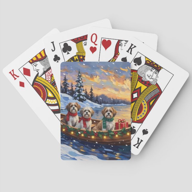 Malti Tzu Christmas Boat Holiday Playing Cards (Back)
