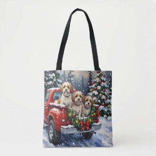 Malti-Tzu Christmas Red Truck Holiday Tote Bag
