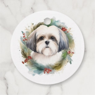Malti Tzu Christmas Wreath Festive Pup Favour Tags
