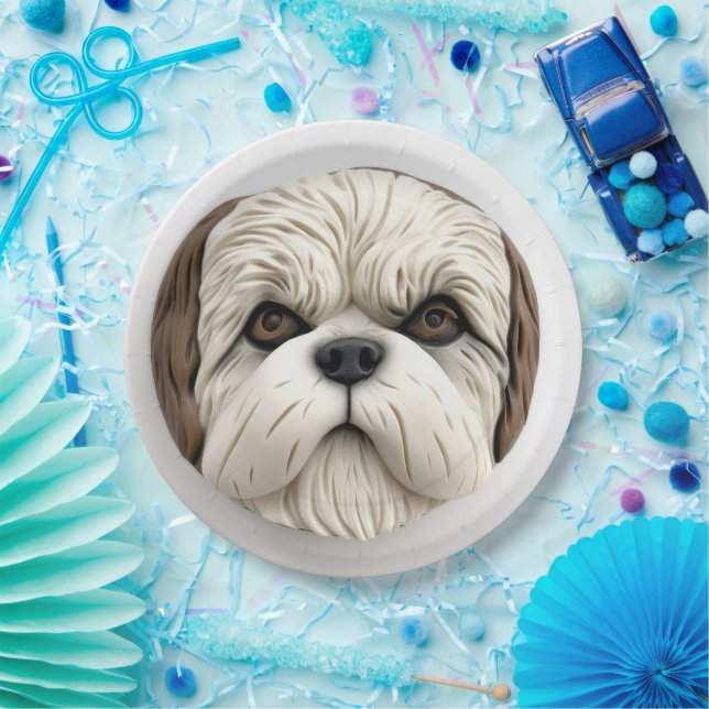 Malti Tzu Dog 3D Inspired Paper Plate (Party)