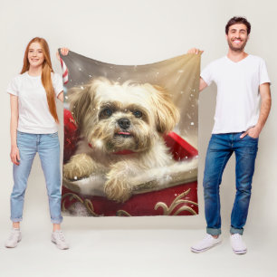 Malti Tzu Dog Christmas Festive Fleece Blanket