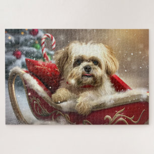 Malti Tzu Dog Christmas Festive Jigsaw Puzzle