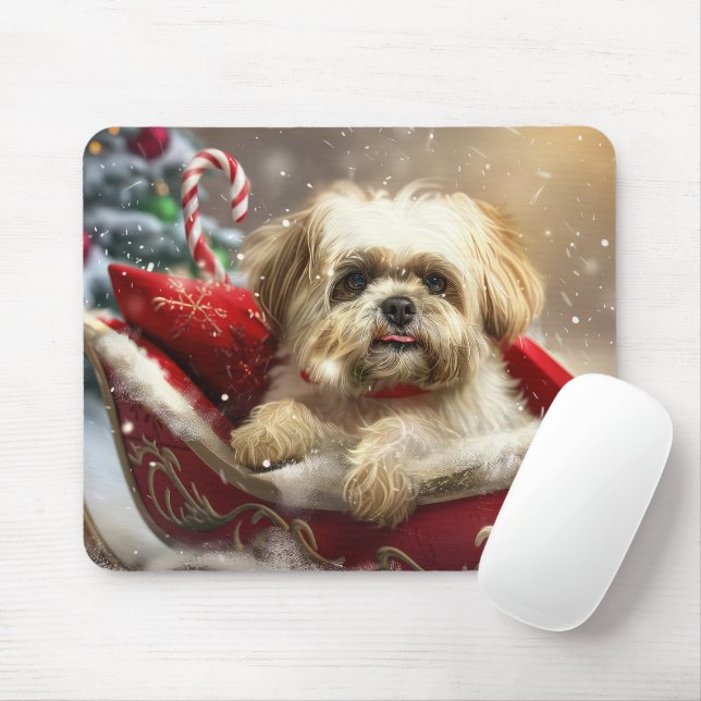 Malti Tzu Dog Christmas Festive Mouse Mat (With Mouse)