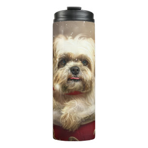Malti Tzu Dog Christmas Festive Thermal Tumbler