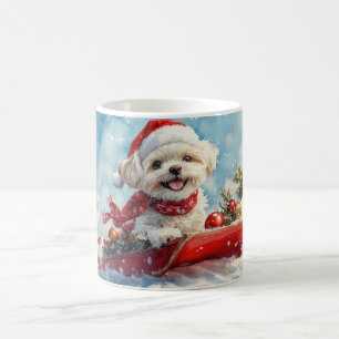 Malti Tzu  Dog in Sledge Let it Snow Christmas Coffee Mug
