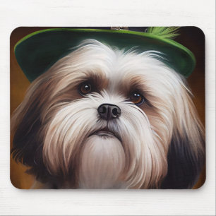 Malti Tzu Dog in St. Patrick's Day Dress Mouse Mat