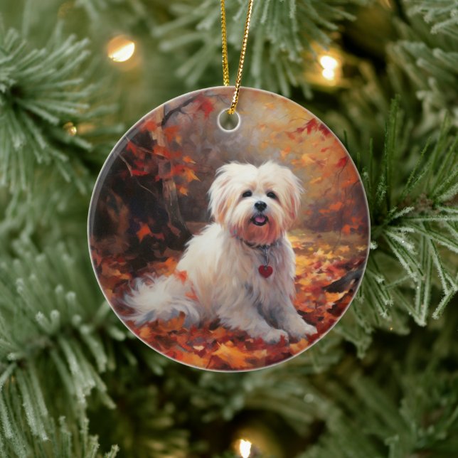 Malti Tzu in Autumn Leaves Fall Inspire Ceramic Tree Decoration (Tree)