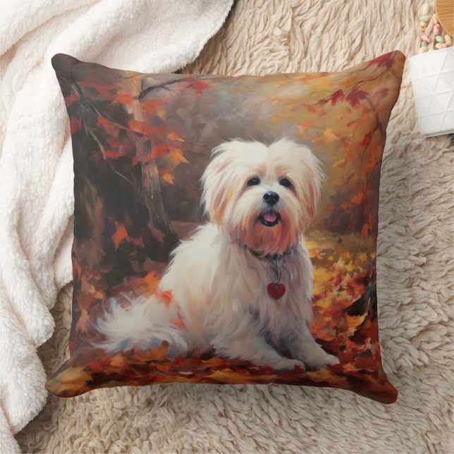 Malti Tzu in Autumn Leaves Fall Inspire Cushion (Blanket)