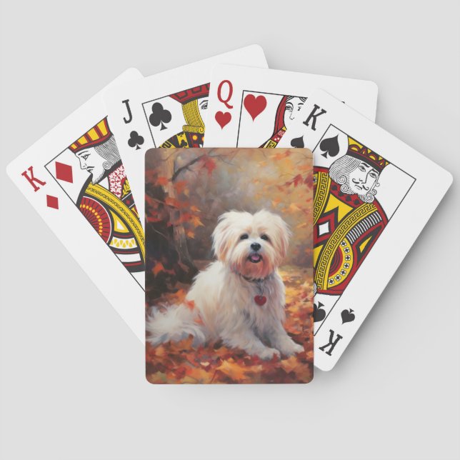 Malti Tzu in Autumn Leaves Fall Inspire Playing Cards (Back)
