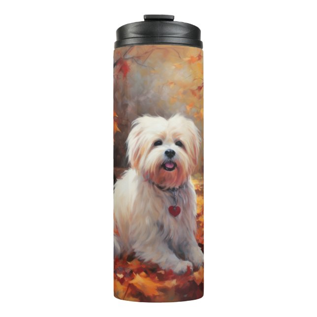 Malti Tzu in Autumn Leaves Fall Inspire Thermal Tumbler (Front)