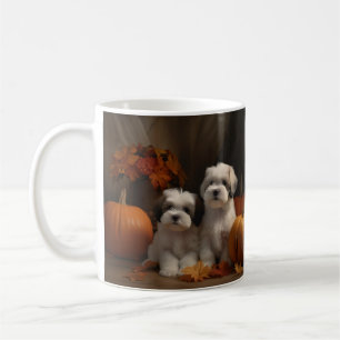 Malti tzu Puppy Autumn Delight Pumpkin Coffee Mug