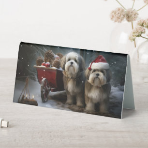 Malti tzu Snowy Sleigh Christmas Decor