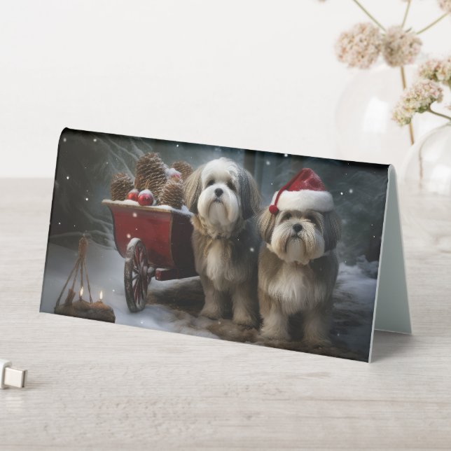 Malti tzu Snowy Sleigh Christmas Decor  (In SItu (Table))