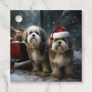 Malti tzu Snowy Sleigh Christmas Decor Favour Tags