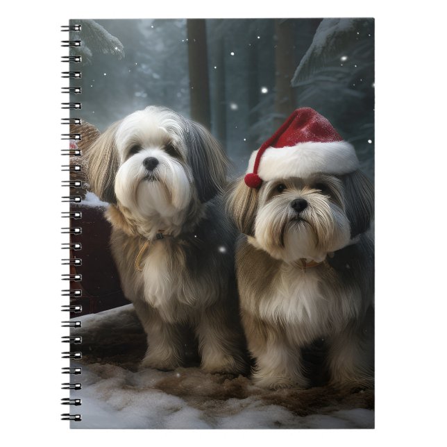 Malti tzu Snowy Sleigh Christmas Decor  Notebook (Front)