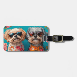 Malti Tzu with Heart Roses Valentine's Day  Luggage Tag