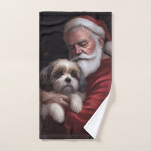Malti Tzu With Santa Claus Festive Christmas Bath Towel Set