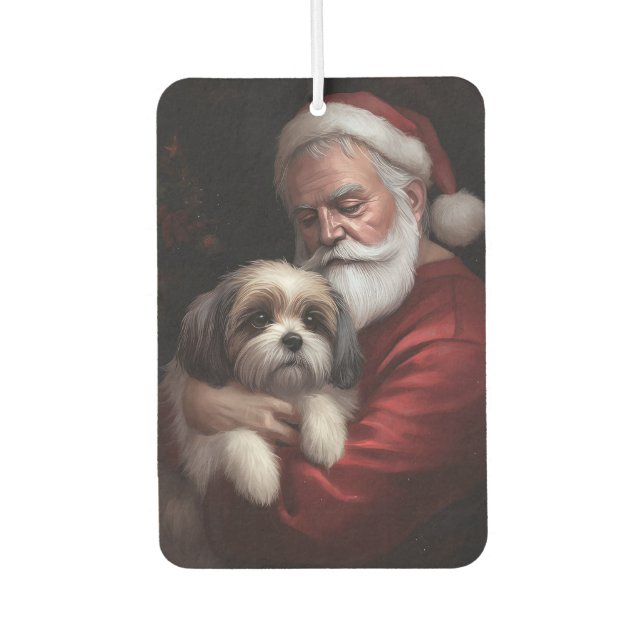 Malti Tzu With Santa Claus Festive Christmas Car Air Freshener (Front)